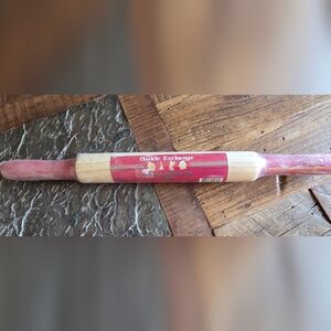 Vintage Red Handle Wood Wooden Rolling Pin By Cookie Exchange